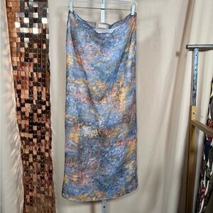 Vtg Van Gils Sheer Abstract Watercolour Floral Long Skirt Waist 16”